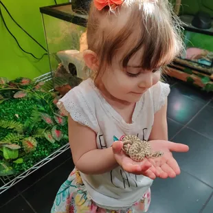 Holding a little hognose snake!