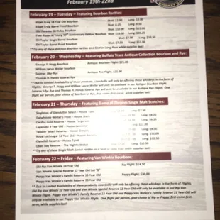 2019 Whiskey Week listing