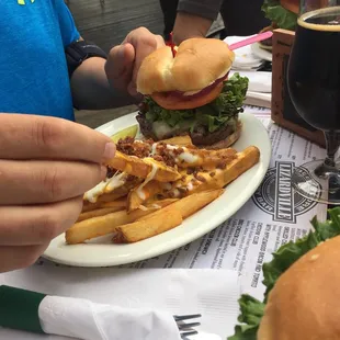Bacon Cheeseburger with bacon fries