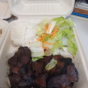 7/25/24  Pork plate - burnt,  dry,  &amp; tough