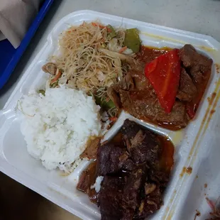 Pork adobo and beef stew