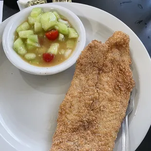 Catfish with cucumber salad