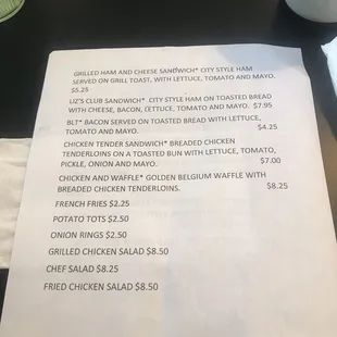 menu