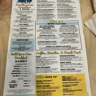 The menu.