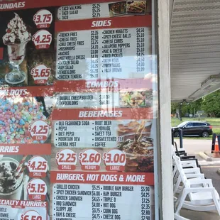 a menu for a dairy bar