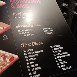 the menu for the restaurant