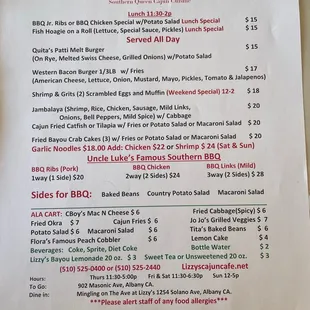 menu