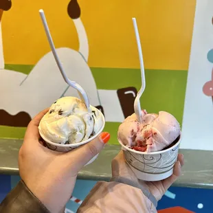 White Pistachio (left) and Strawberry + Charles River Crunch (right)