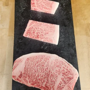 Different sizes of A5 wagyu beef