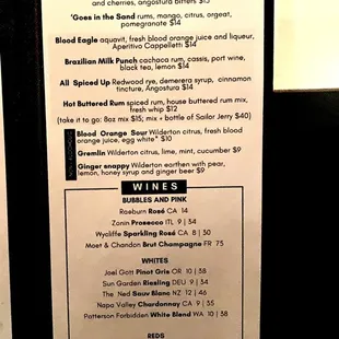 Menu as of dec 2021