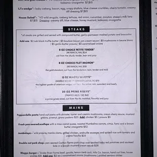 Menu as of dec 2021