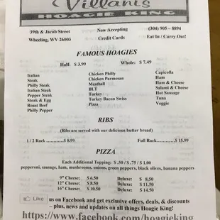 menu