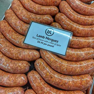 LK's Lamb Merguez is handcrafted with rose harissa, coriander, cumin and garlic.