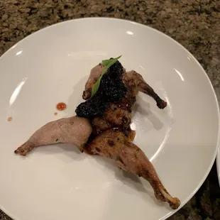 Roasted quail, blackberry gastrique.