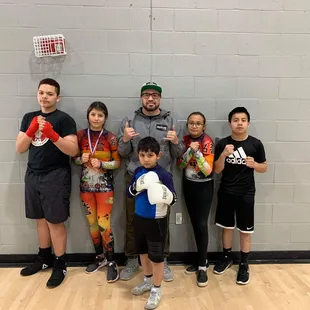 Coach JC Llamas and 5 of Team Llamas Kids Boxing Team