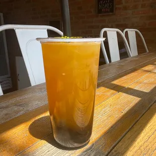 Peachy Green Bubble Bliss with Boba
