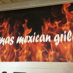a sign with flames