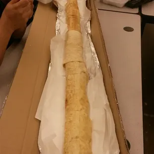 a long roll in a box