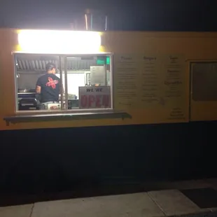 a food truck at night