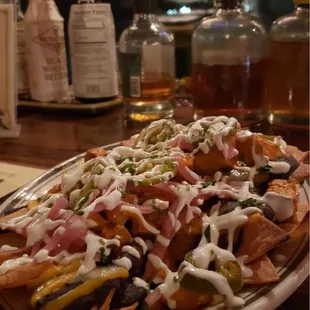 Nachos with buffalo chicken