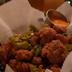 Fried Chicken Bites with buffalo sauce