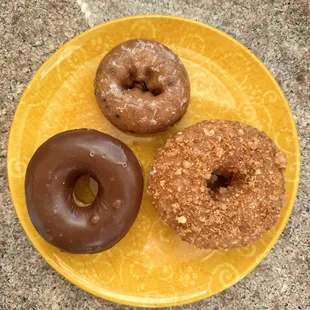 Crumb Donut, Chocolate Raised, Blueberry