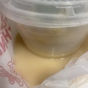 No soup left in the bowl because it's all in the bag. This is the way it came.