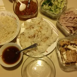 Banh uot hanh with homemade condiments