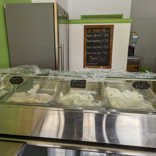 pastries in a display case