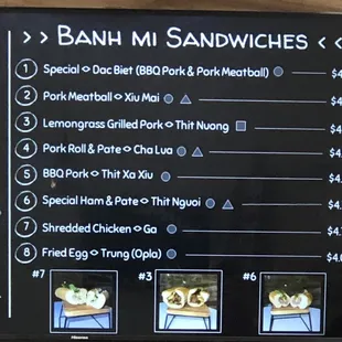 Sandwich Menu