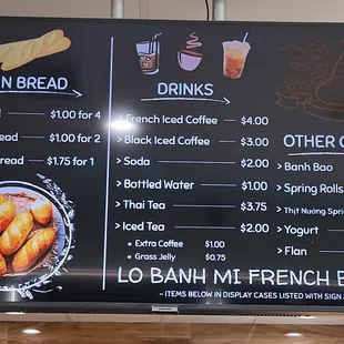 menu and prices
