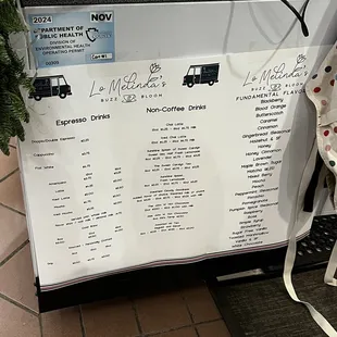 The menu