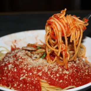 The red pepper flakes added a nice (yet subtle) spice to the pasta.