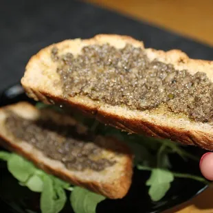 Brian asked if we liked truffles &amp; Ross and I both readily exclaimed &quot;YES&quot; - he then brought out black summer truffle bruschetta.