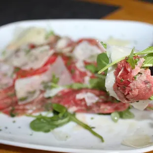 The Carpaccio was made with local beef from Ovid, Colorado.