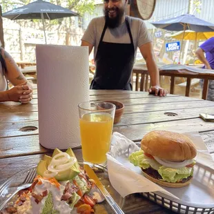 The Wedge Salad, Cheeseburger and the guy who made the burger. Salad was made by one of the owners. I LOVE this place.