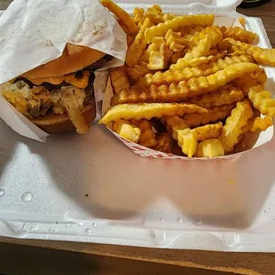 Togo packaging for double cheeseburger