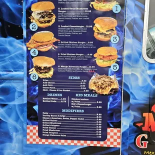 the menu of a fast food truck