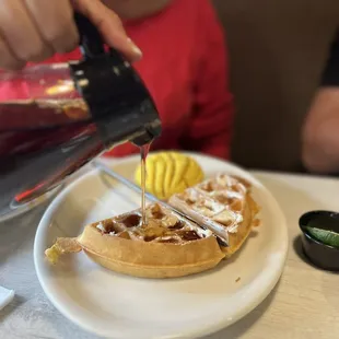 Waffles, you get 2 but ate the other!