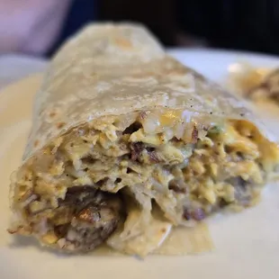 Sauage breakfast burrito