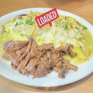 Chilaquiles omelet with green sauce