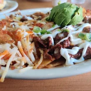 Crunchy Asada Chilaquiles.