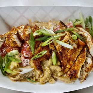 Blackened chicken Mac and cheese