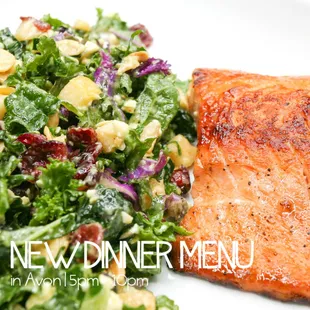 Maple Glazed Salmon served with Fruity and nutty Kale Salad with honey Dijon dressing.