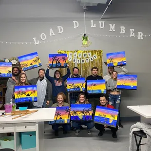 Our group and the beautiful works of art led by Mary
