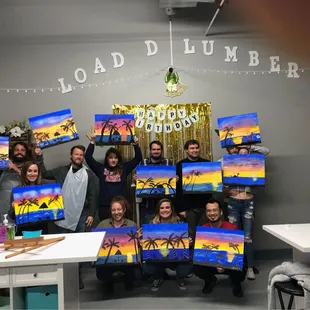Birthday group completed paintings!