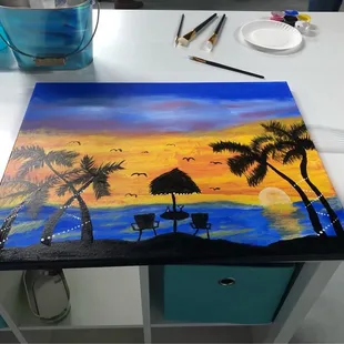 My completed painting! Mary, the owner, did such a great job with the class. She turned an average Joe into a modern day DaVinci. Lol