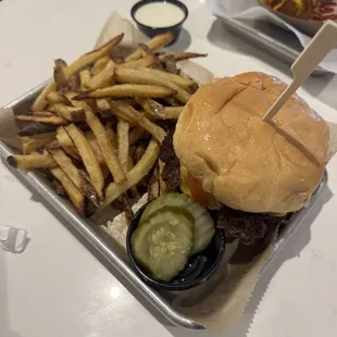 smash burger and fries