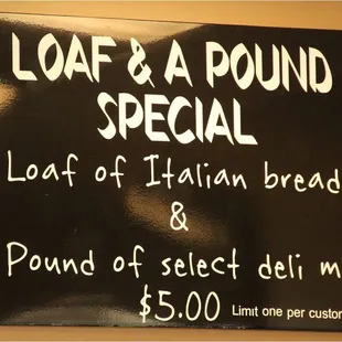 Loaf and A Pound Special