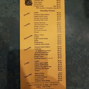 menu